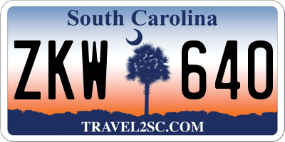 SC license plate ZKW640
