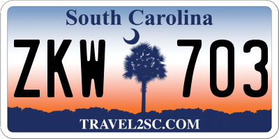 SC license plate ZKW703