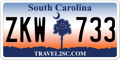 SC license plate ZKW733