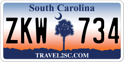 SC license plate ZKW734