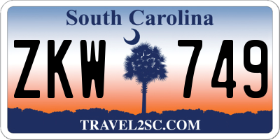 SC license plate ZKW749