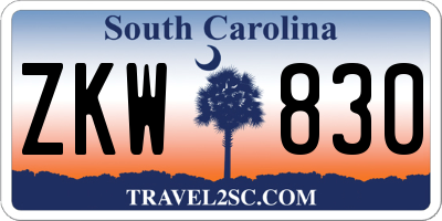 SC license plate ZKW830