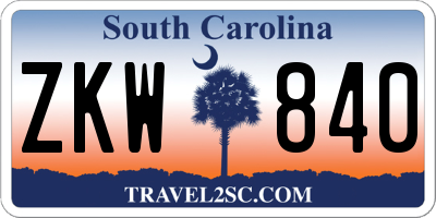 SC license plate ZKW840