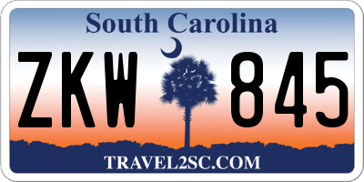 SC license plate ZKW845