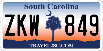 SC license plate ZKW849
