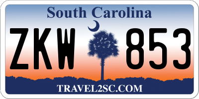 SC license plate ZKW853