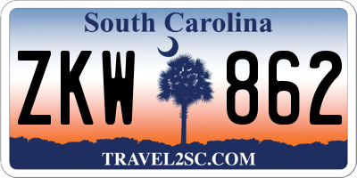 SC license plate ZKW862