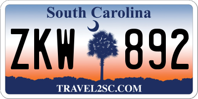 SC license plate ZKW892