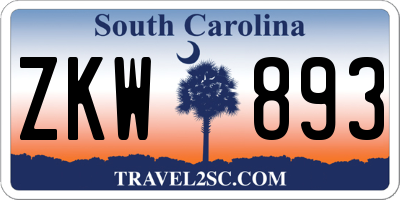 SC license plate ZKW893