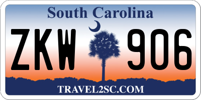 SC license plate ZKW906