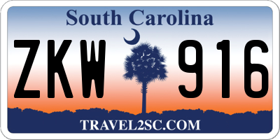 SC license plate ZKW916