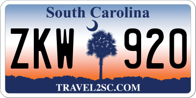 SC license plate ZKW920