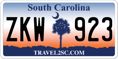 SC license plate ZKW923