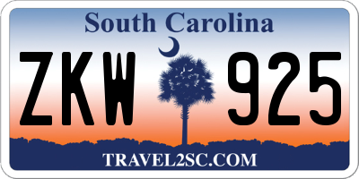 SC license plate ZKW925