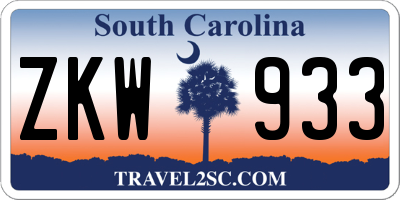 SC license plate ZKW933