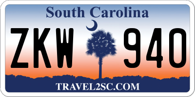 SC license plate ZKW940