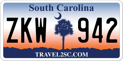 SC license plate ZKW942