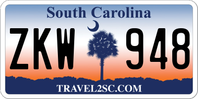 SC license plate ZKW948