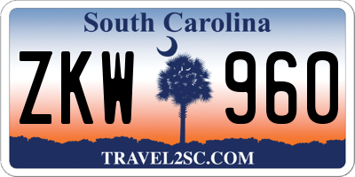 SC license plate ZKW960