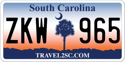 SC license plate ZKW965