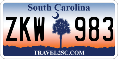 SC license plate ZKW983