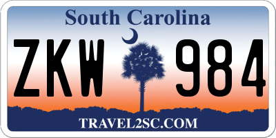 SC license plate ZKW984