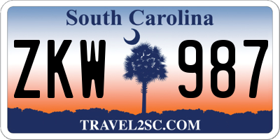 SC license plate ZKW987