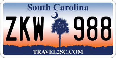 SC license plate ZKW988