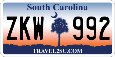 SC license plate ZKW992