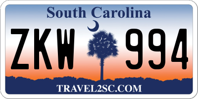 SC license plate ZKW994