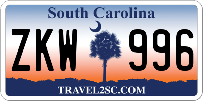SC license plate ZKW996