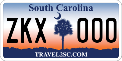 SC license plate ZKX000