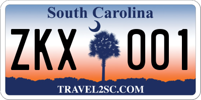 SC license plate ZKX001