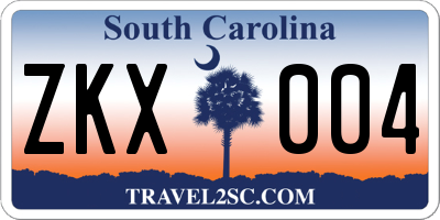 SC license plate ZKX004