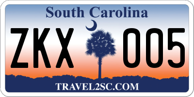 SC license plate ZKX005