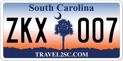 SC license plate ZKX007