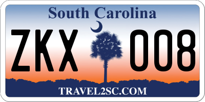 SC license plate ZKX008