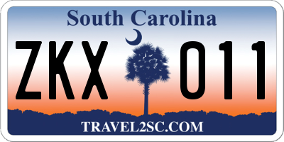 SC license plate ZKX011