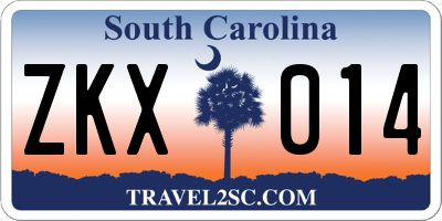 SC license plate ZKX014