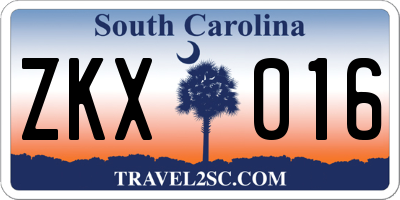 SC license plate ZKX016
