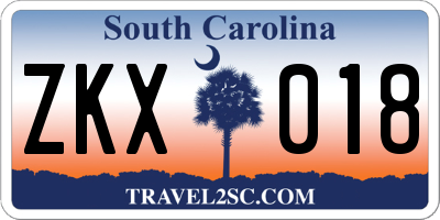SC license plate ZKX018