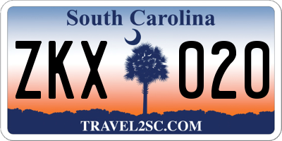 SC license plate ZKX020