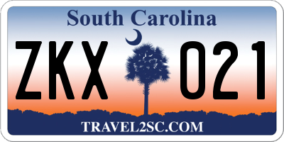 SC license plate ZKX021