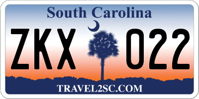 SC license plate ZKX022