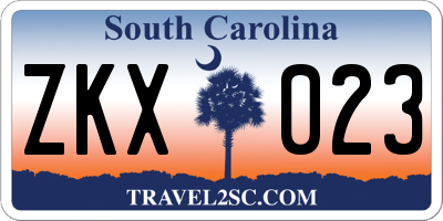 SC license plate ZKX023
