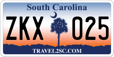 SC license plate ZKX025