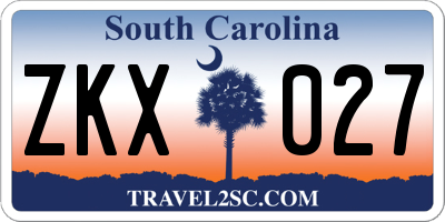 SC license plate ZKX027