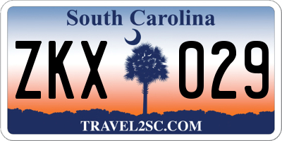 SC license plate ZKX029