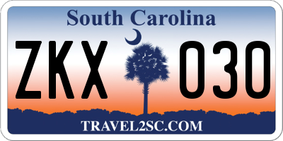 SC license plate ZKX030