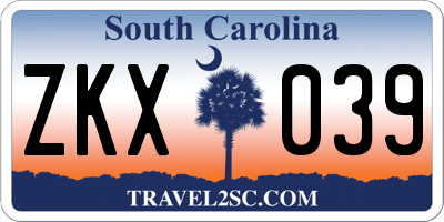 SC license plate ZKX039